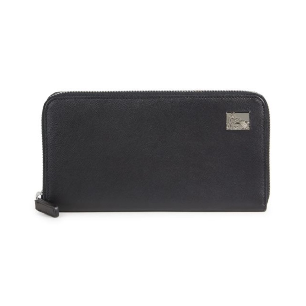 VERSACE Saffiano Leather Zip-Around Continental Wallet